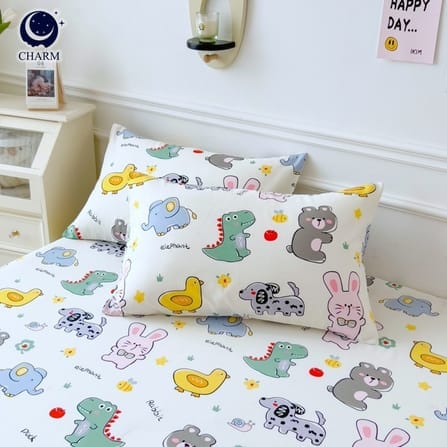 ชุดผ้าปูที่นอน 5 ฟุต 5 ชิ้น CHARM สี HAPPY ZOO คอลเลคชั่น DREAMY (ไม่รวมผ้านวม)_3